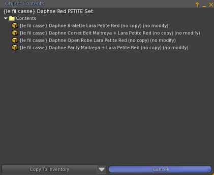 Second Life Marketplace - {le fil casse} Daphne Red PETITE Set